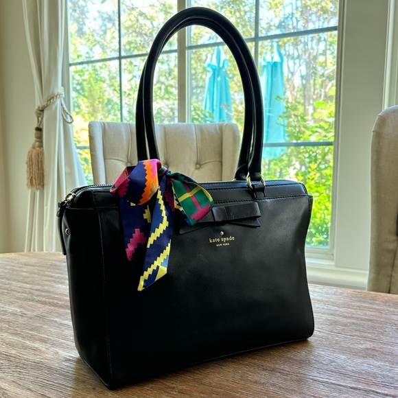 Kate Spade Satchel Tote with Shoulder Straps Gold Hardware and Zipper Closure - Picture 3 of 17